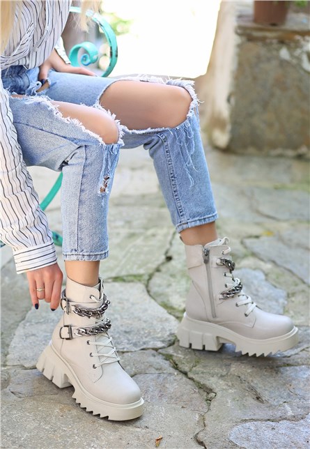 Women's Thick Sole Boots - Light Beige #407994