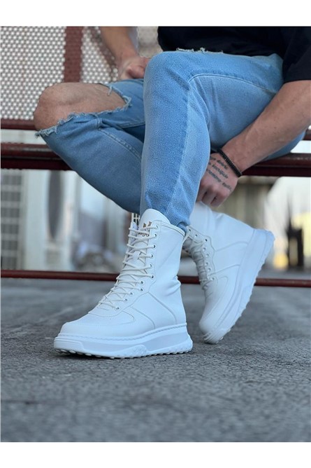 Men's Lace Up Boots WG012 - White #364977