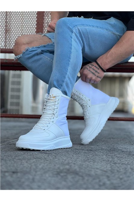 Men's Lace Up Boots WG012 - White #365464