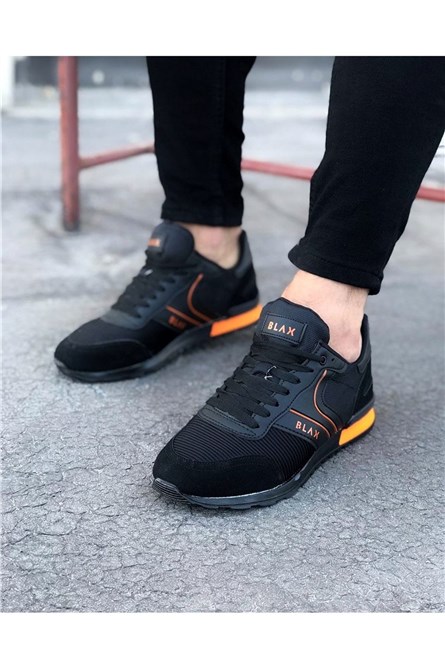 Men's sports shoes WG014 - Black with orange # 317017