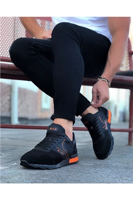 Men's sports shoes WG014 - Black with orange # 317017