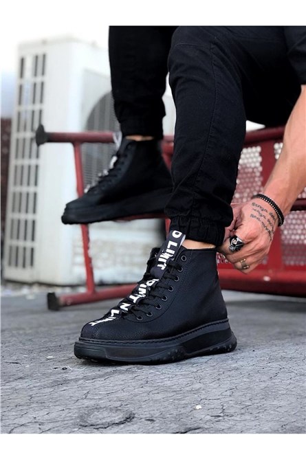 Men's Casual Lace Up Boots WG03 - Black #362652