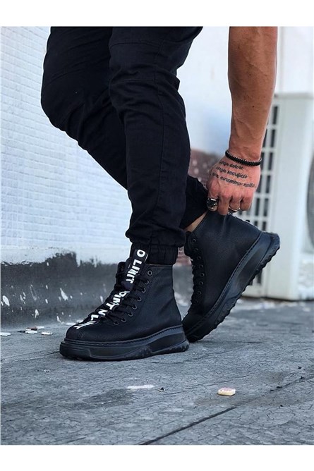 Men's Casual Lace Up Boots WG03 - Black #362652