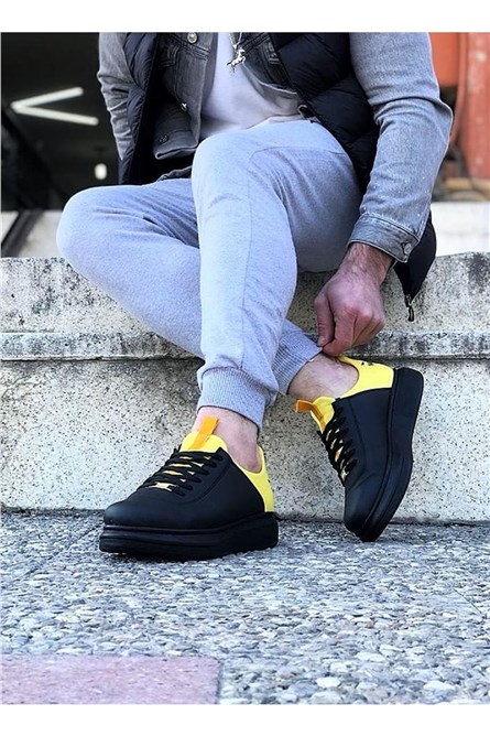 Men's Casual Shoes WG030 - Black with Yellow #330774
