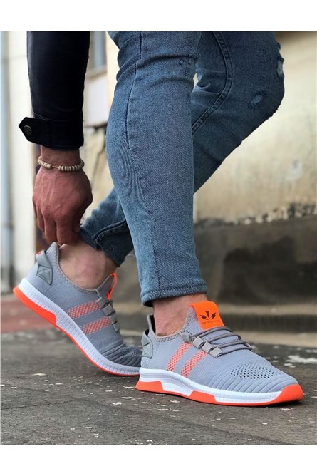 Men's Trainers - Grey, Orange #317046