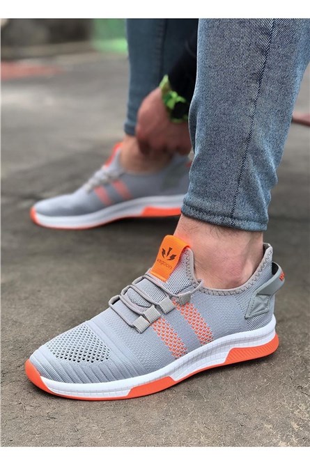 Men's Trainers - Grey, Orange #317046