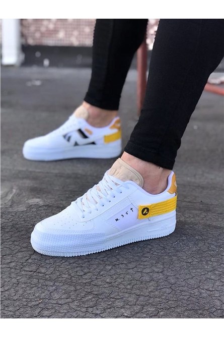 Men's casual shoes WG201 - White with yellow #321304