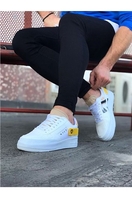 Men's casual shoes WG201 - White with yellow #321304