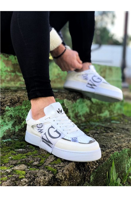 Мъжки ежедневни обувки WG202 -  Бели със Сив #364981