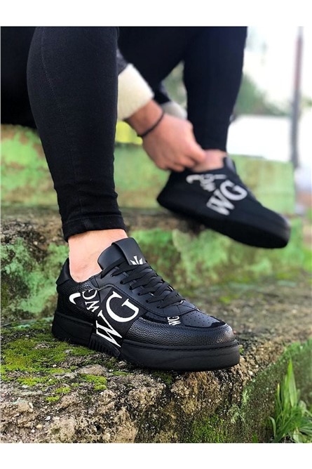  Мъжки ежедневни обувки с връзки WG202 - Черни #364985