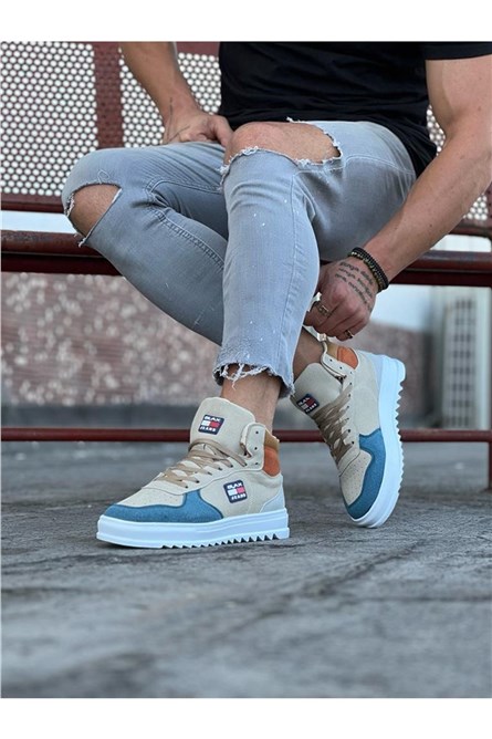 Men's Sports Boots WG220 - Beige with Blue #363086