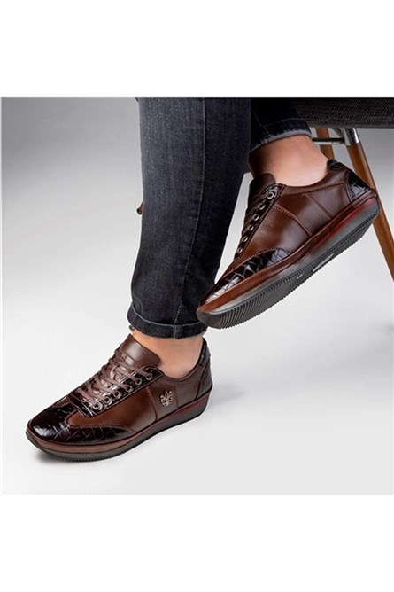 Men's Genuine Leather Casual Shoes - Brown #363803