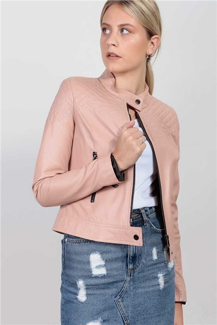 Leonardo Women's Real Leather Jacket - Pink #266693