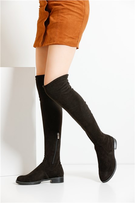 Women's Suede Boots STÇ01 - Black #403892