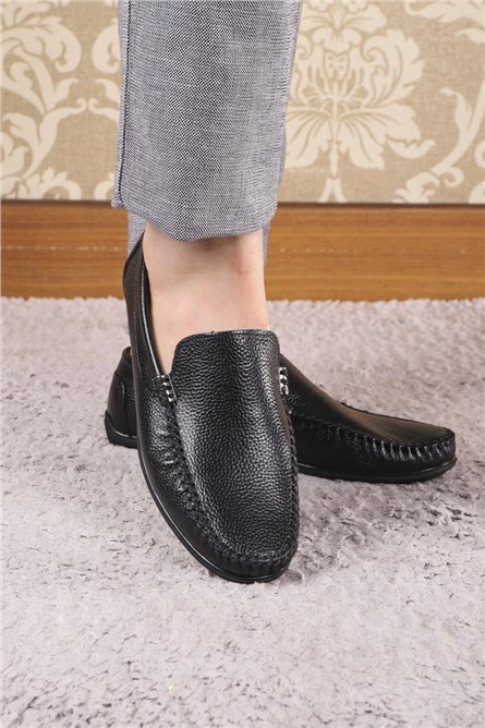 GERARDINO Men's Loafer Genuine Leather Shoes Black 3001