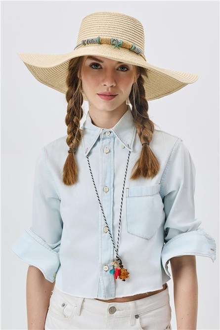 Wide Brim Straw Beach Hat Y25730-14  #451921