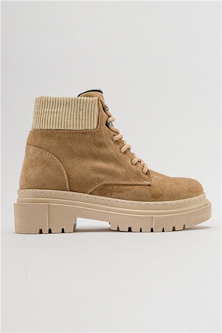 Women's Lace Up Suede Boots - Color Mink #410929