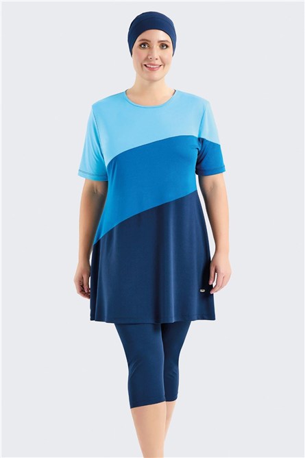Plus Size Short Sleeve Leggings Covered Burkini Swimwear C11206  #451286