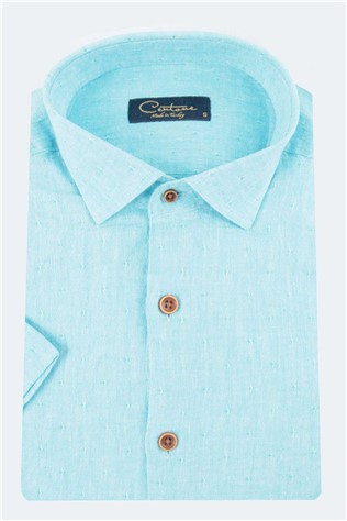 Men's Short Sleeve Shirt - Turquoise #269058