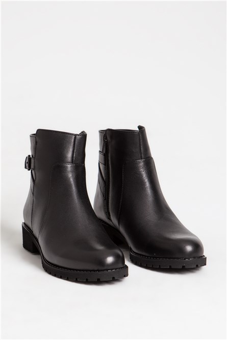 Women's Genuine Leather Boots 06035 - Black #387533