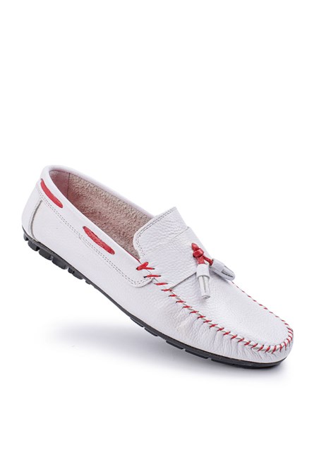 ALEXANDER GARCIA Men's Genuine Leather Moccasins - White 20230321131
