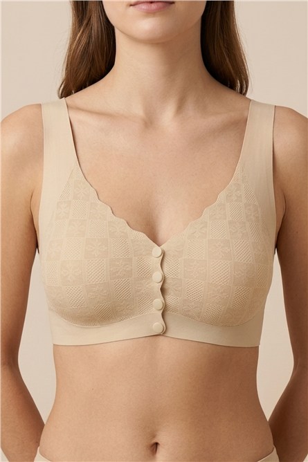 Seamless Laser-Cut Wireless Bra with Removable Pads - Invisible Ultra-Soft Comfort Bralett  #452375