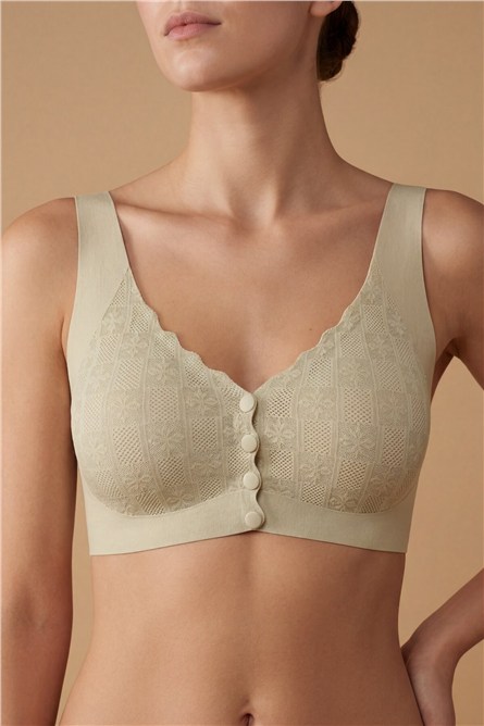 Seamless Laser-Cut Wireless Bra with Removable Pads - Invisible Ultra-Soft Comfort Bralett  #452374