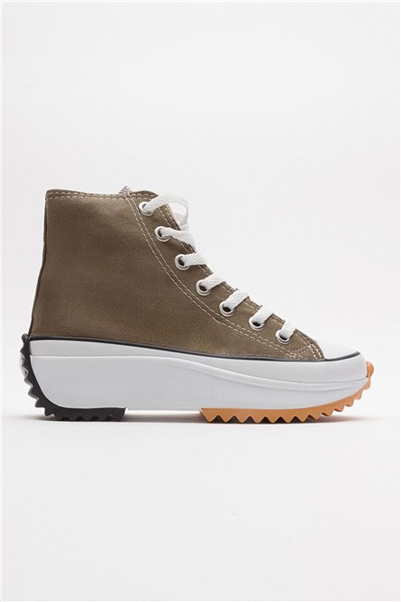 Women's Full Sole Sports Shoes - Khaki #385543