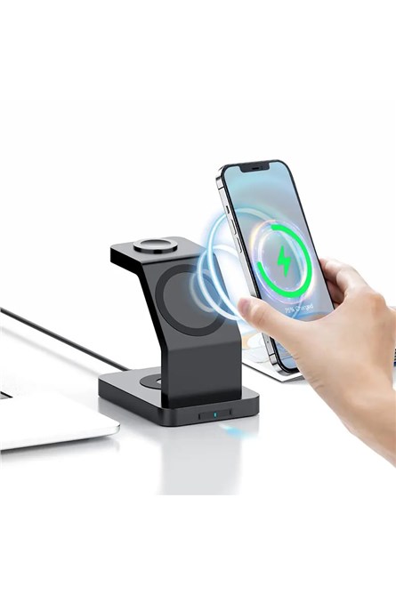 Настолно безжично зарядно устройство за телефон - Черен 20210835822