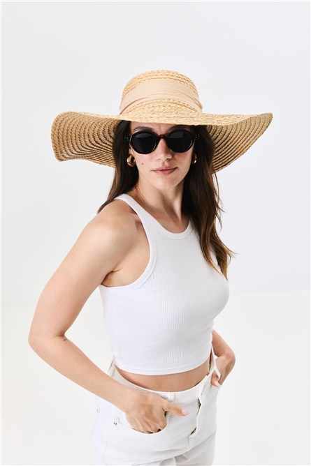 Wide Brim Straw Beach Hat Y25730-16  #451927