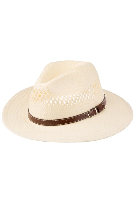 Men Wide Brim Straw Hat With Belt Detail Y25750-06  #451977