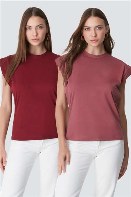 Round Neck Short Sleeve 2-Pack Basic T-Shirt 958  #451412
