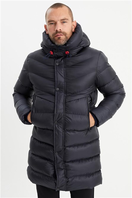 Men's Waterproof Windproof Hooded Jacket QUDK-001 - Navy Blue #409511