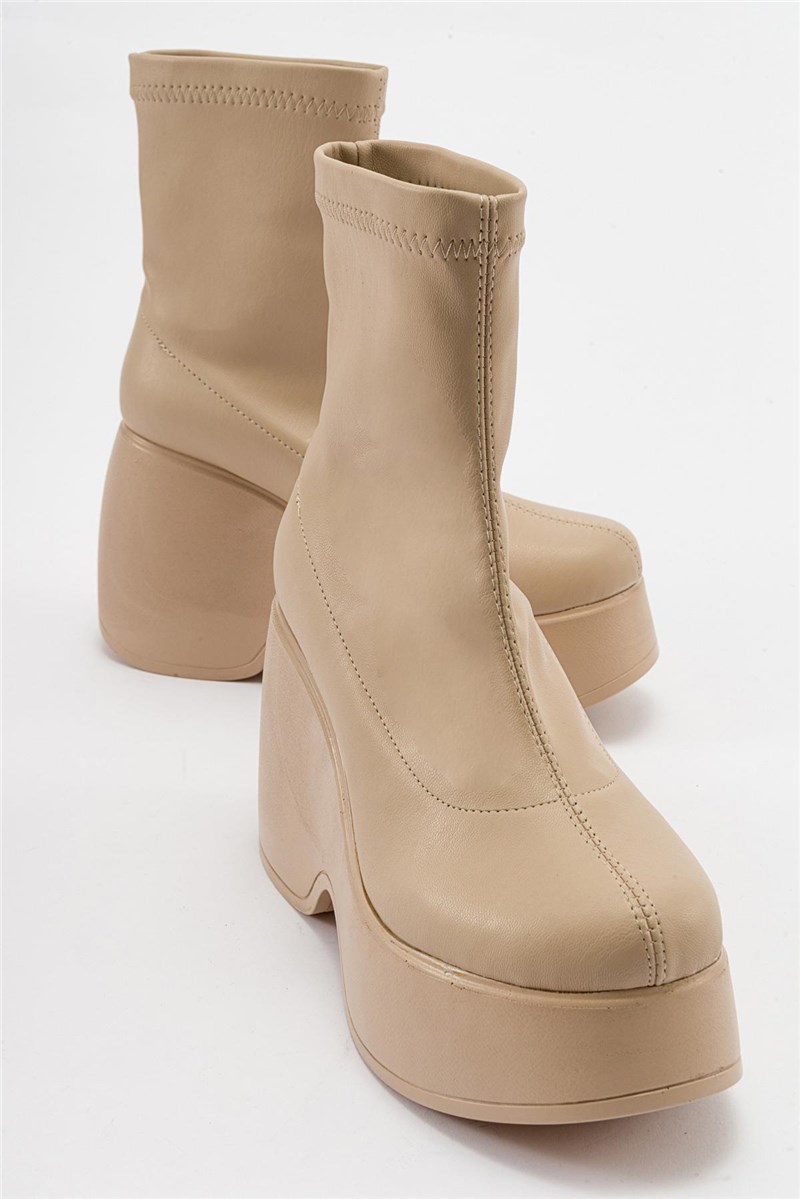Buty damskie na platformie - beżowe #410895