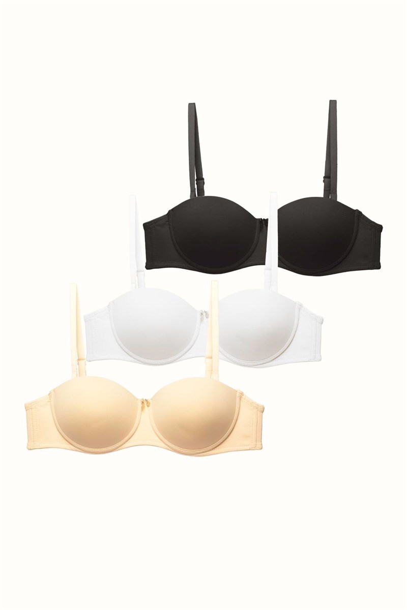 3-Pack Push Up Straples Knitted Bra C37055  #451784