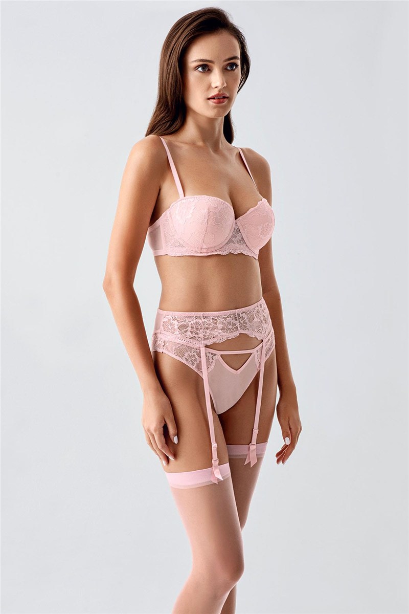Push-up Lace Bra And Stocking Set With Thin Straps C14169  #451803