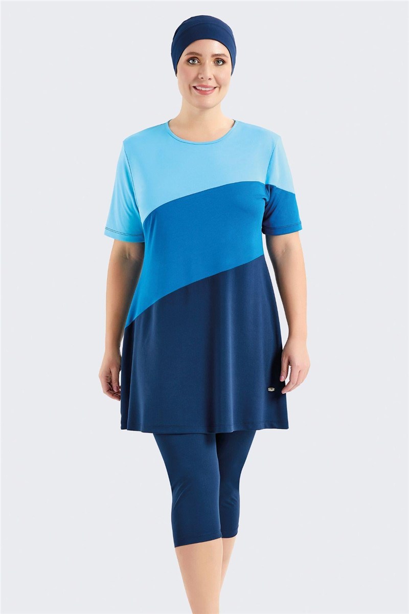 Plus Size Short Sleeve Leggings Covered Burkini Swimwear C11206  #451286