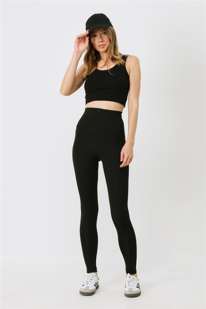 Zippered High Waist Long Sport Leggings 9415  #451532
