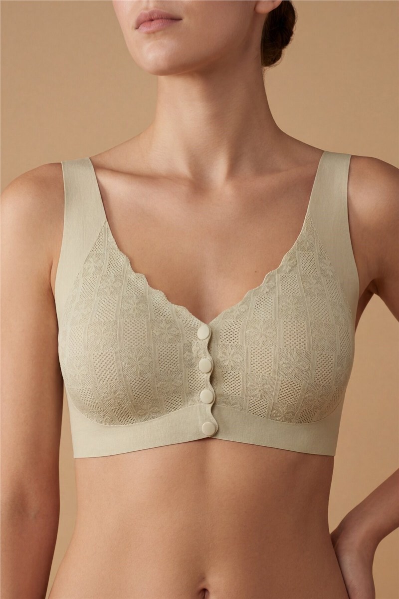 Seamless Laser-Cut Wireless Bra with Removable Pads - Invisible Ultra-Soft Comfort Bralett  #452374