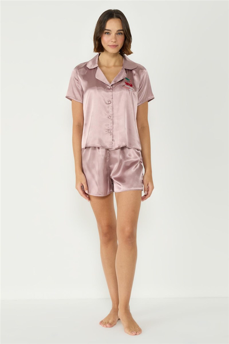 Satin Short-Sleeve Pajama Set with Shorts 033   #451632